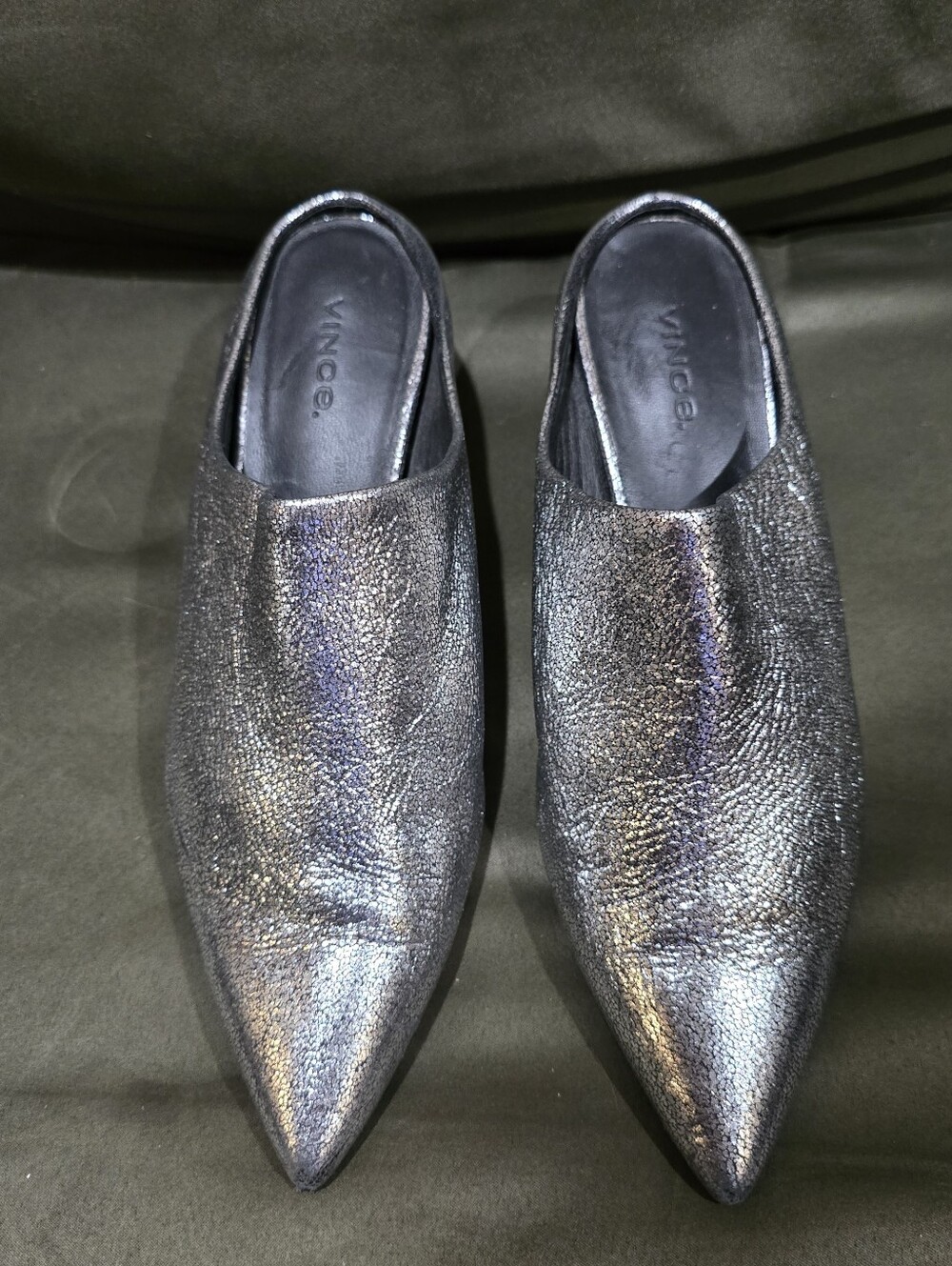Vince Silver Ralston Pointed Toe Mules Size 6.5